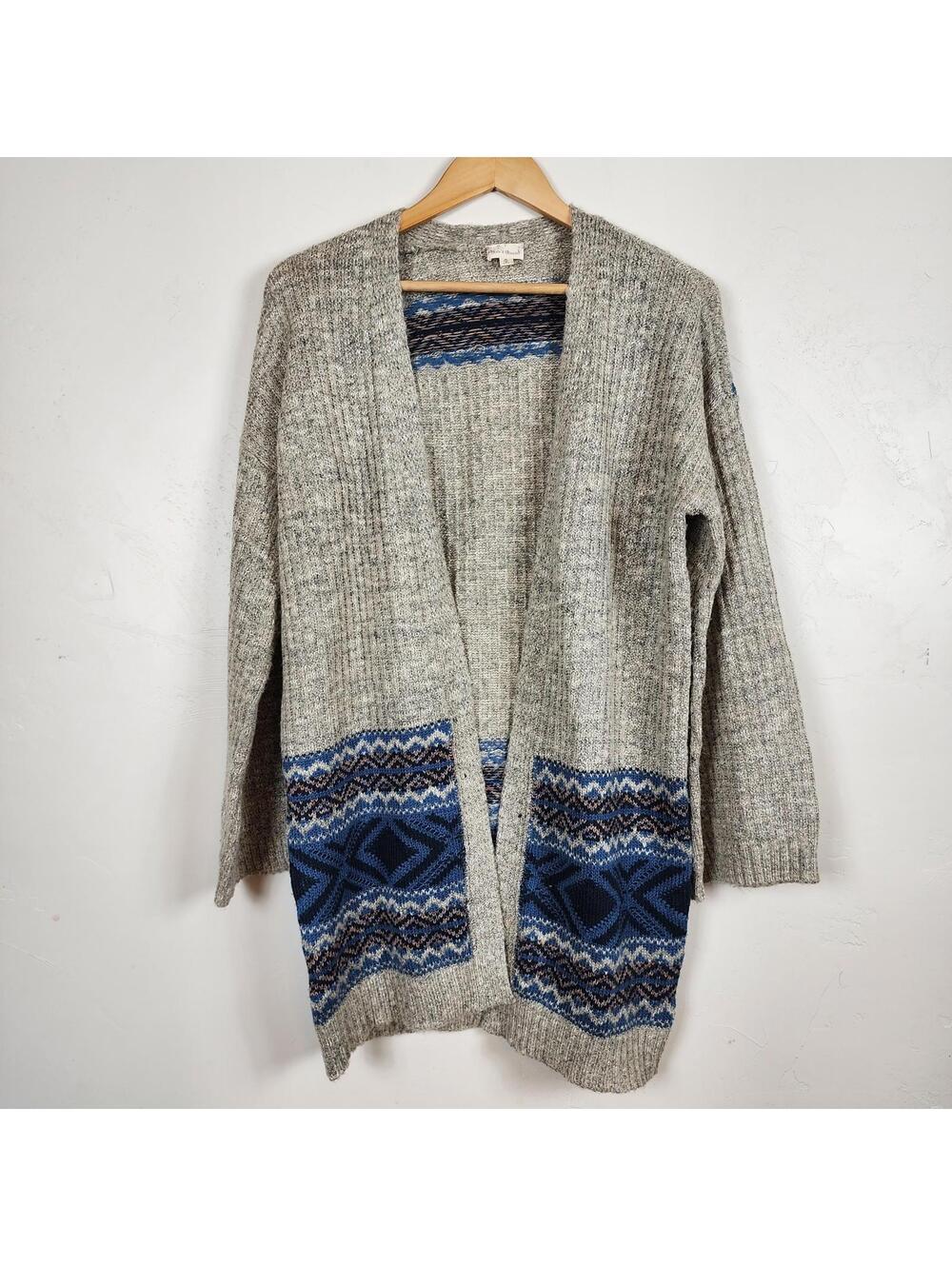 Hem & Thread Cardigan Sweater Women's M Knit Aztec Fair Isle Boho Cottagecore